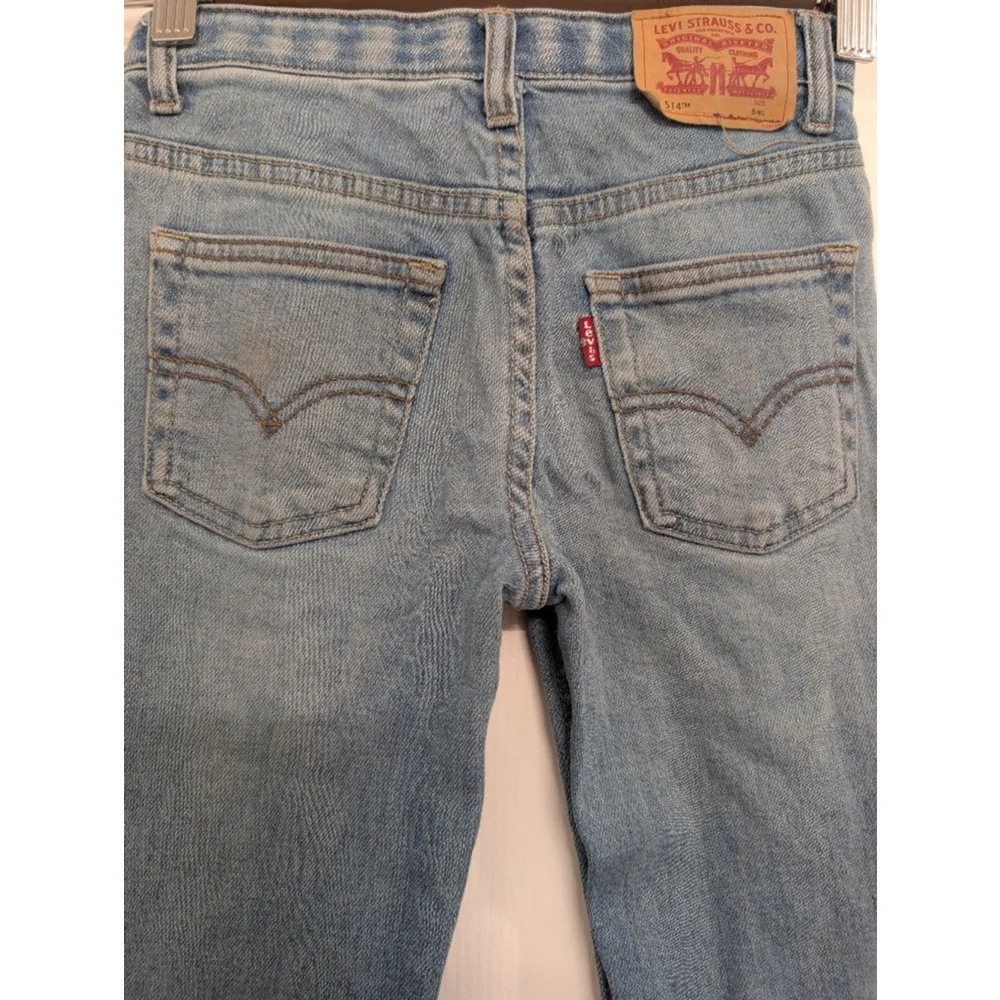 Kids Levi's Blue 514 Straight Jeans Size 6 with Red Waistband